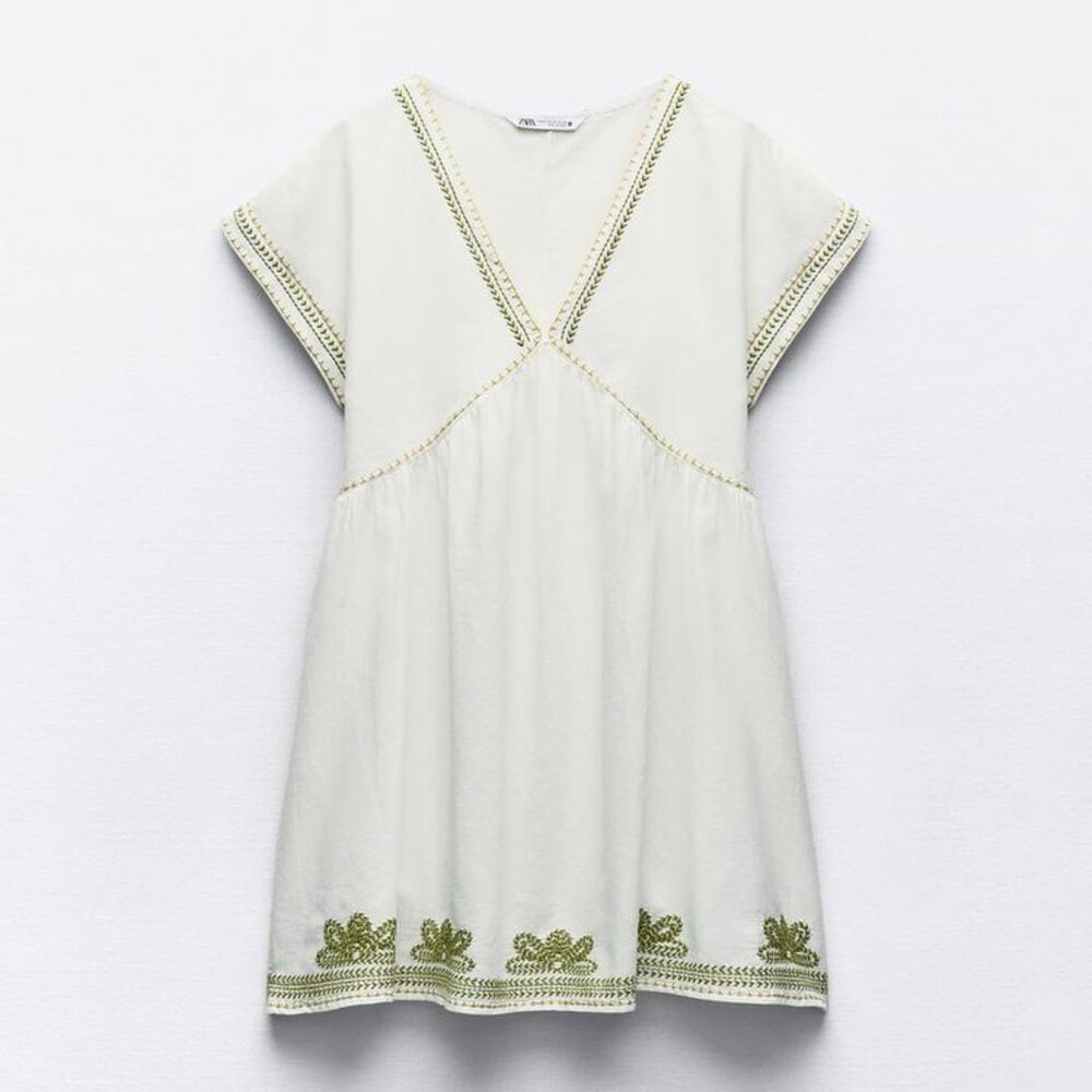 ZARA SHORT EMBROIDERED SHORT DRESS  NWT USA SIZE M